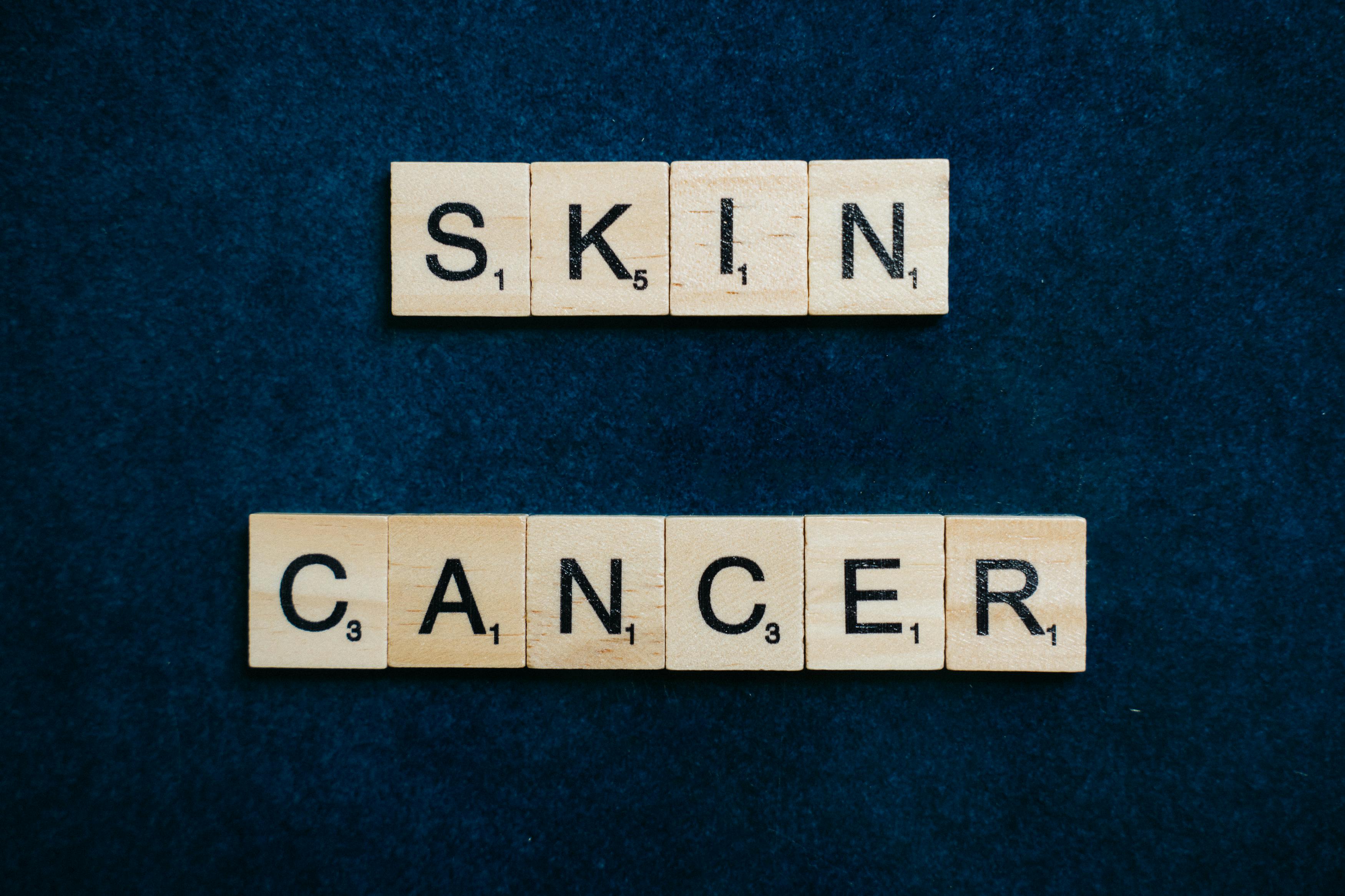 Skin Cancer written with wooden blocks
