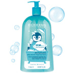 Bioderma ABCDerm gel moussant bottle with penguin illustration on a white background