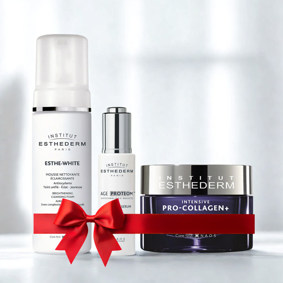Anti Aging products esthederm kept on a white backdrop.