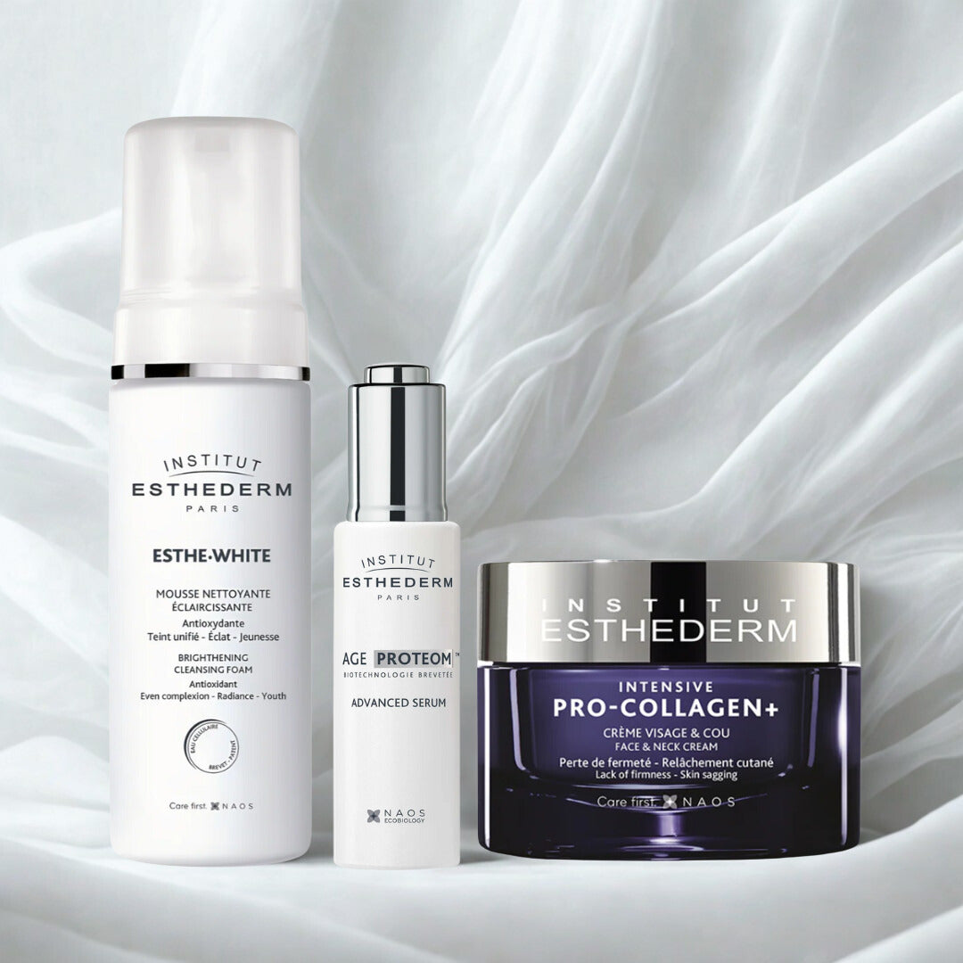 Anti Aging products esthederm kept on a white backdrop