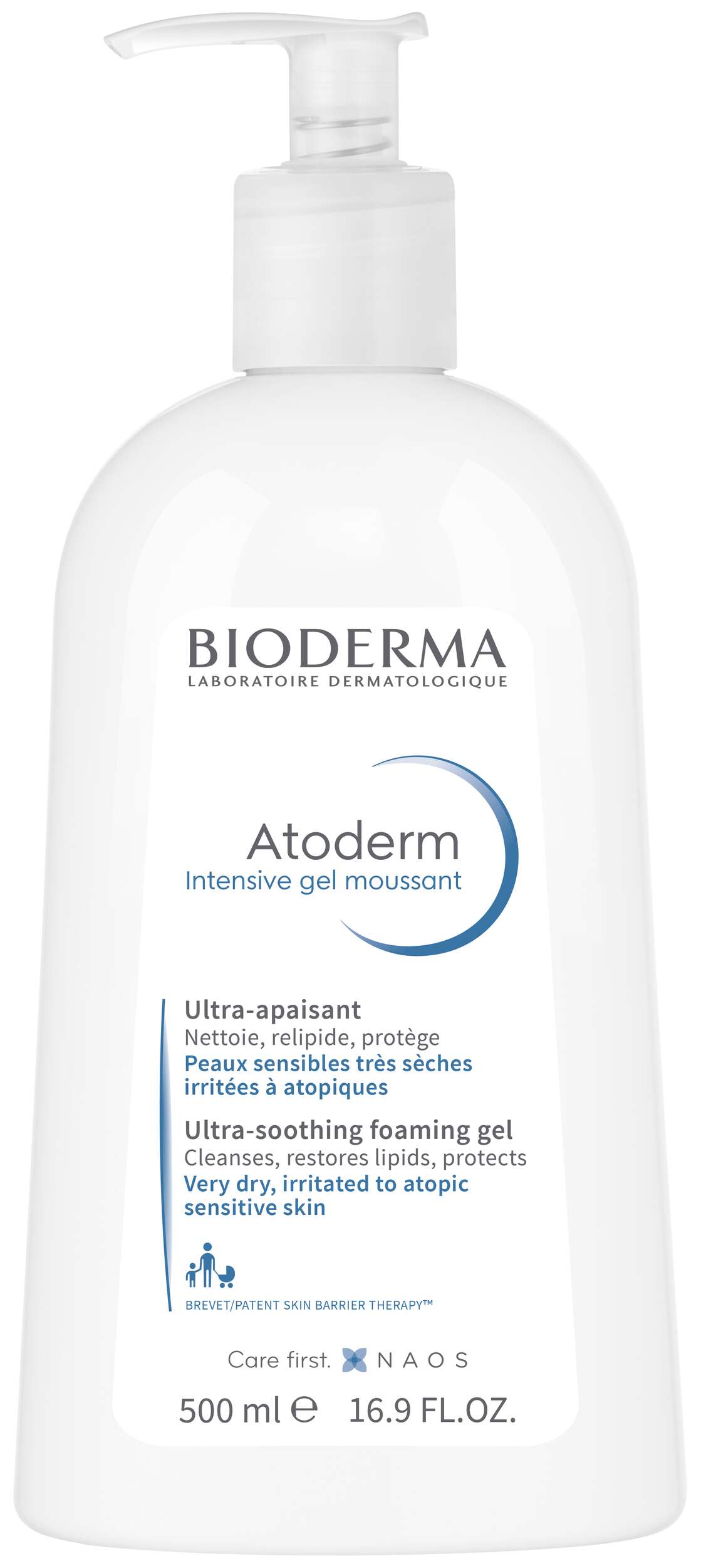 Bioderma Atoderm bottle on a white background