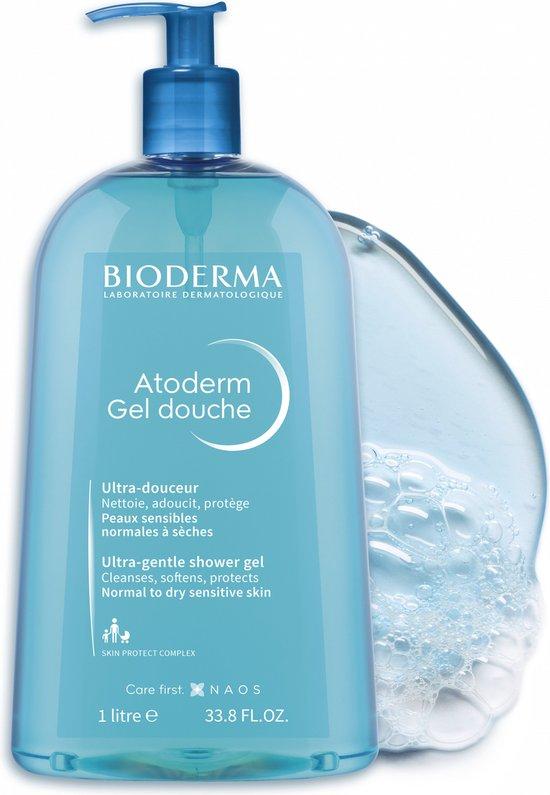 Bioderma Atoderm shower gel bottle with pump on a white background