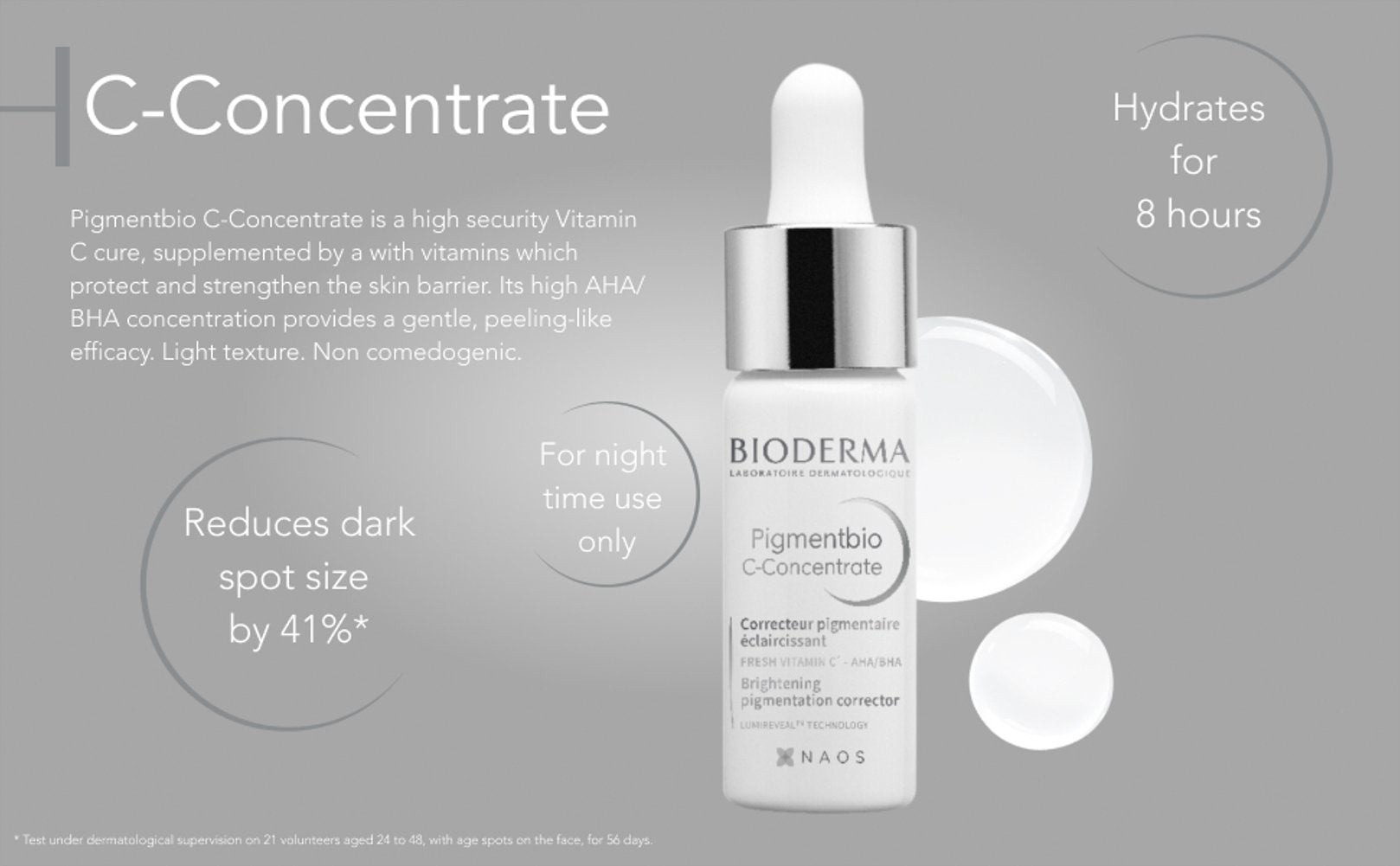 Bioderma C-Concentrate skincare product with text on a gray background