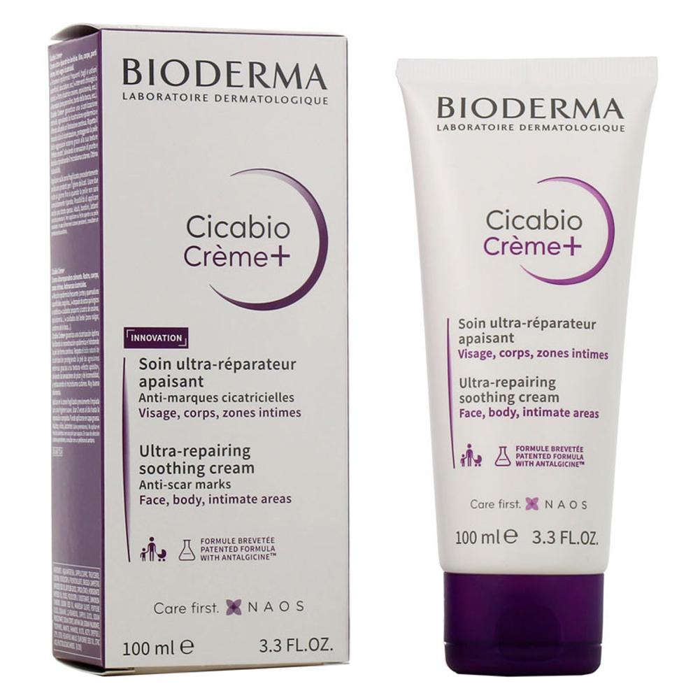 Bioderma Cicabio Creme+ cream tube and packaging on a white background