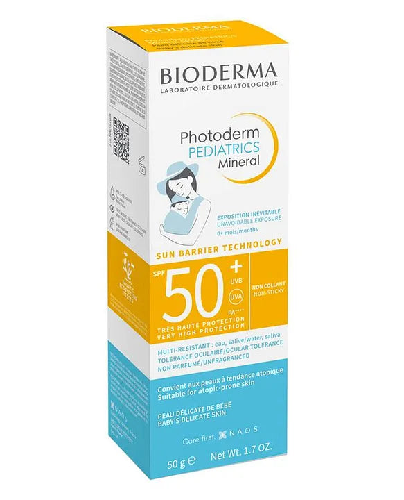 Bioderma Photoderm Pediatrics Mineral sunscreen packaging on a white background