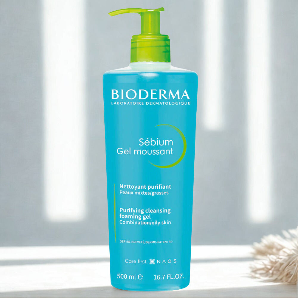 Bioderma Sébium Gel moussant bottle on a light background