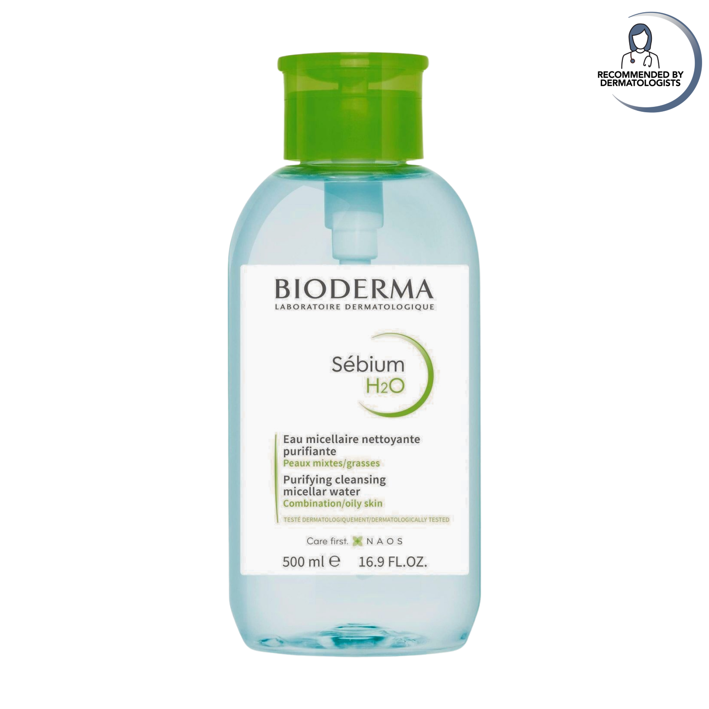 Bioderma bottle of Sebium H2O on a white background