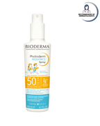 Bioderma sunscreen spray bottle on a white background