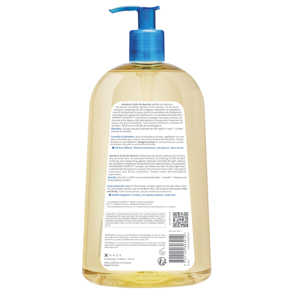 Bottle of liquid soap with a pump and label on a white background