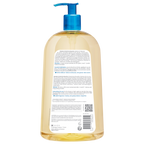 Bottle of liquid soap with a pump and label on a white background