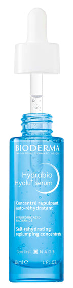 Bioderma Hydrabio Hyalu Serum bottle with dropper on a white background