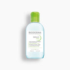 Bioderma bottle with green cap on a white background