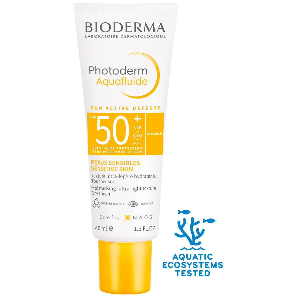 Bioderma Photoderm Aquafluide sunscreen tube on a white background