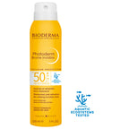 Bioderma sunscreen spray bottle on a white background