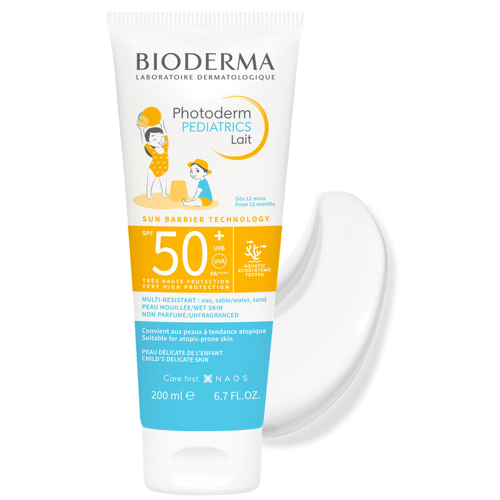 Bioderma Photoderm Pediatrics Lait sunscreen tube on a white background