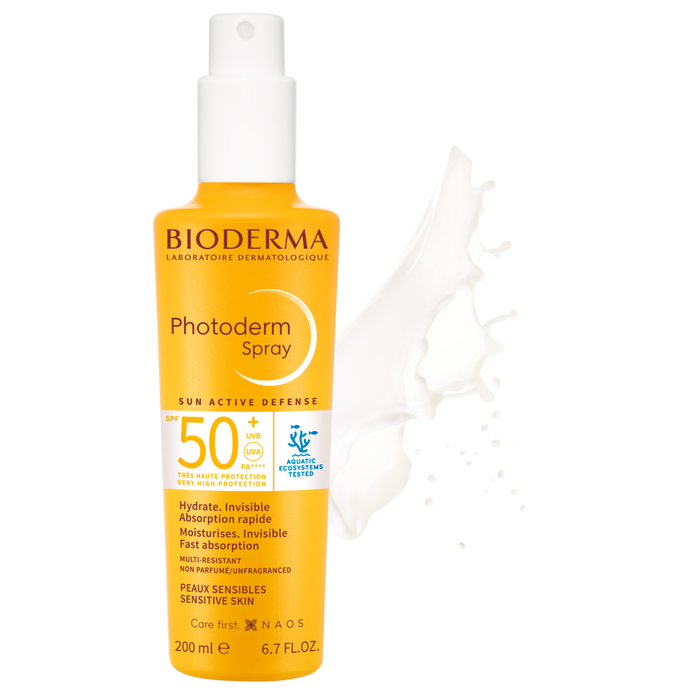 Bioderma Photoderm Spray bottle on a white background