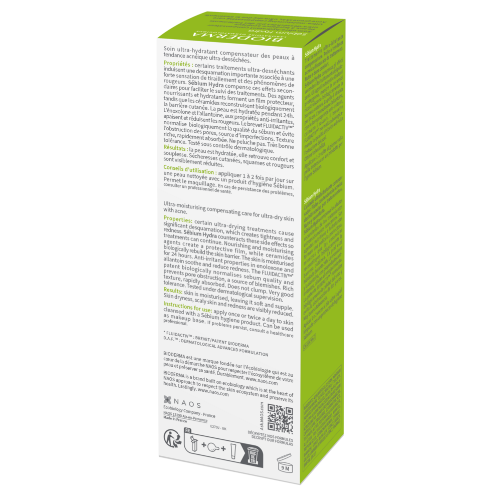 Green and white product packaging with text on a white background