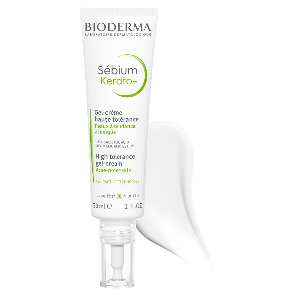 Bioderma Sébium Kerato+ cream bottle on a white background