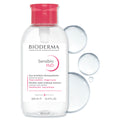 Bioderma Sensibio H2O bottle with pink cap on a white background