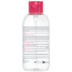 Clear bottle with pink cap on a white background