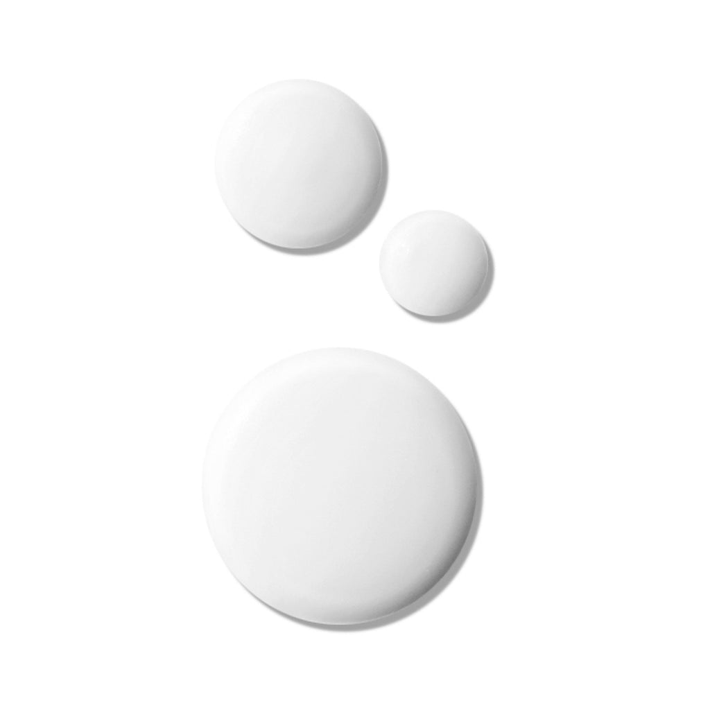 Three white spherical objects on a white background