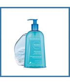 Bioderma shower gel bottle with pump on a white background